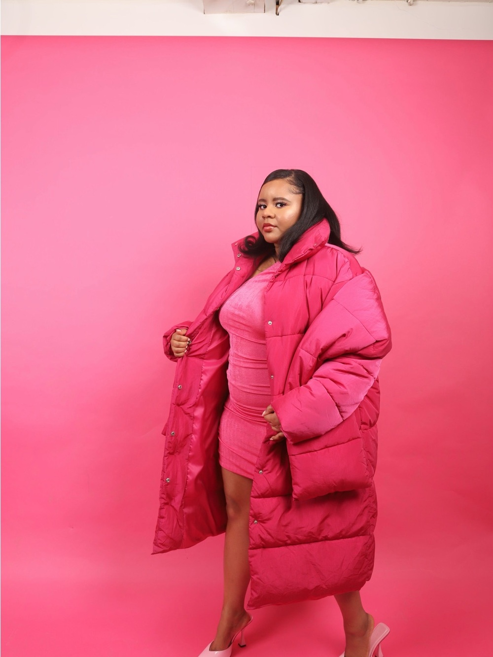 Hot Pink Long Oversized Puffer Coat